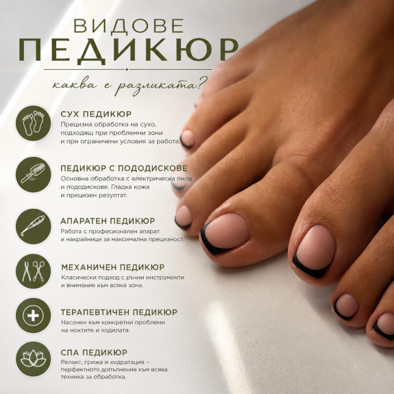 ВИДОВЕ ПЕДИКЮР – КАКВА Е РАЗЛИКАТА?